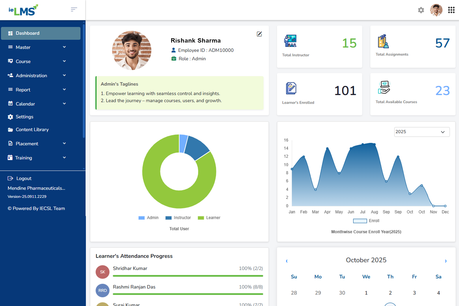ieLMS Dashboard Preview